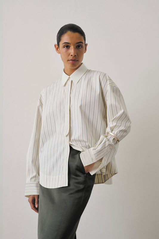 Chemise Idesia - Écru/Bleu - Coton - Femme