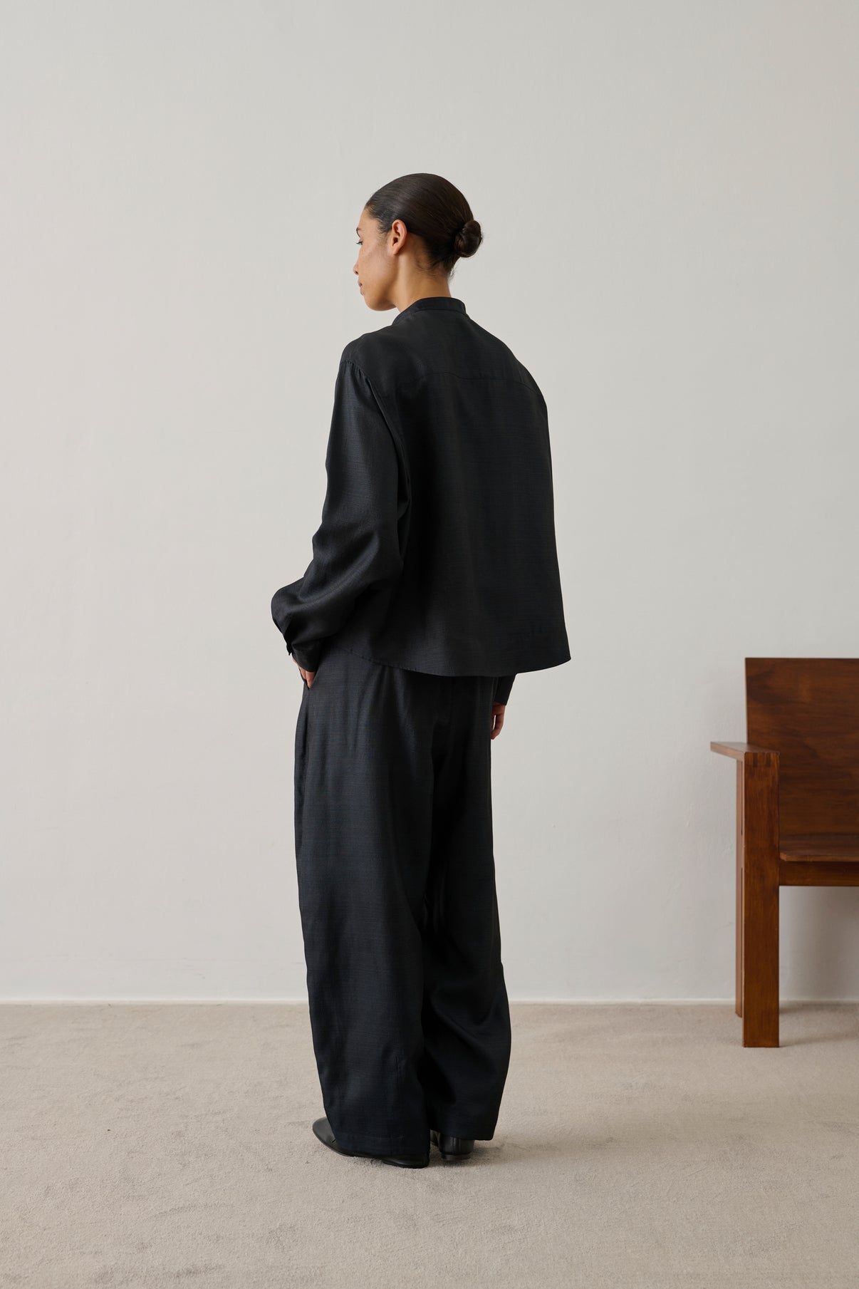 Pantalon Vernon - Noir - Soie - Femme vue 2