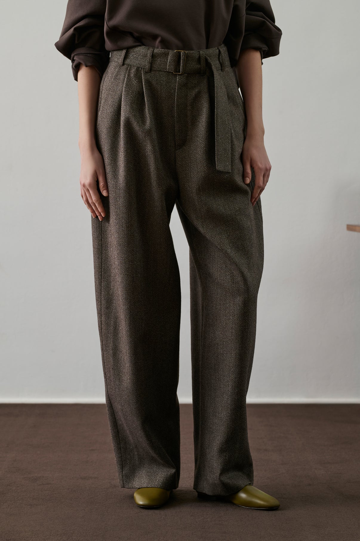 Pantalon Cole - Marron/Écru - Laine - Femme vue 2