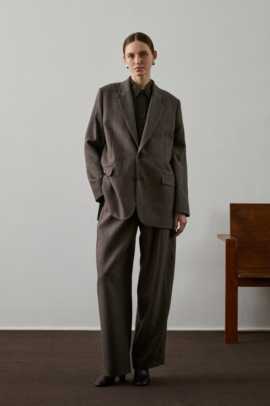 Pantalon Cole - Marron/Écru - Laine - Femme