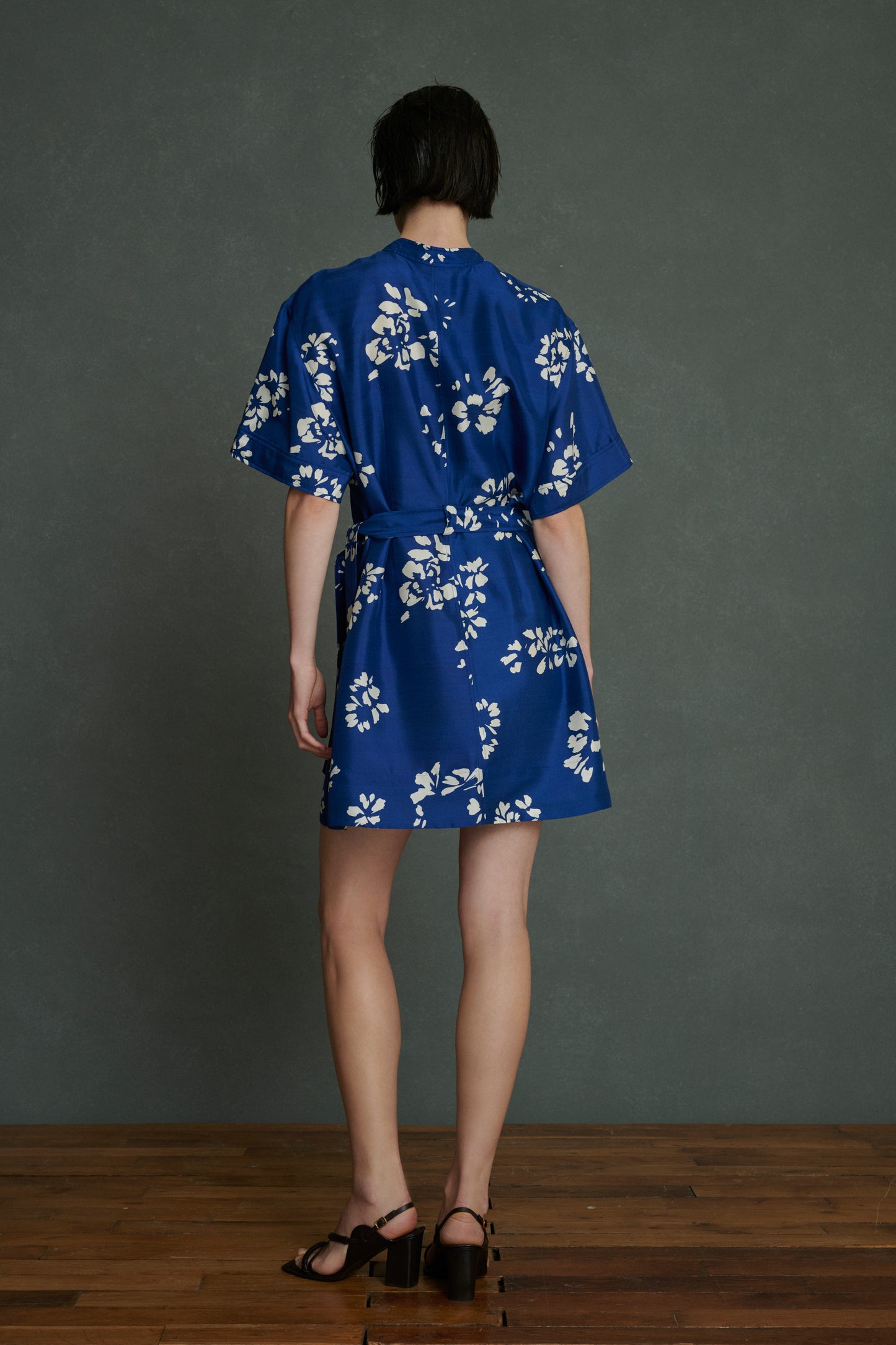 Robe Wanda - Bleu/Écru - Soie - Femme