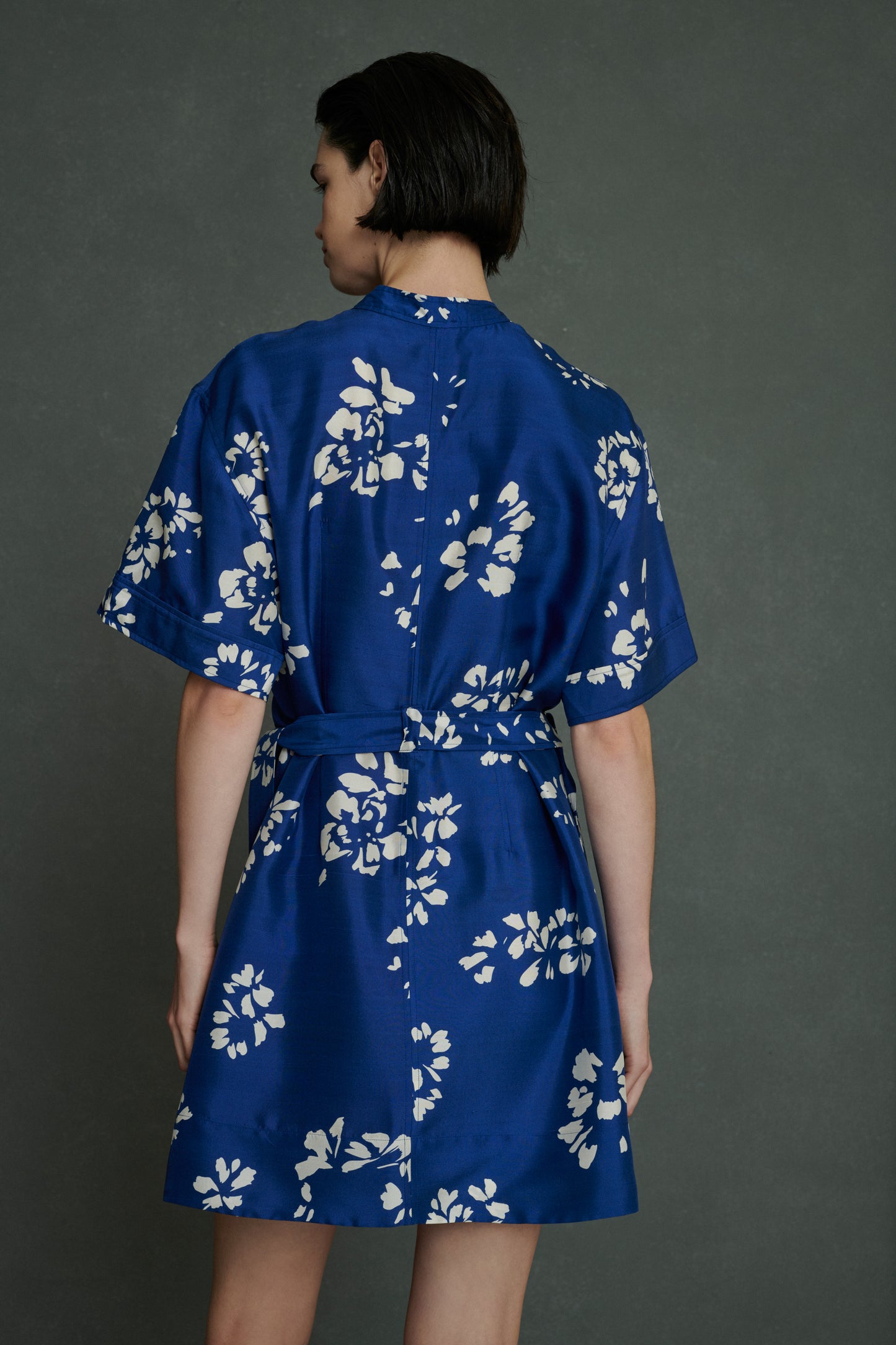 Robe Wanda - Bleu/Écru - Soie - Femme